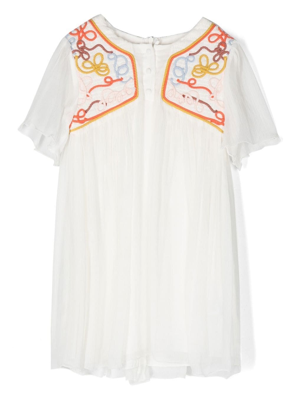 Chloé Kids embroidered-top silk dress - White von Chloé Kids