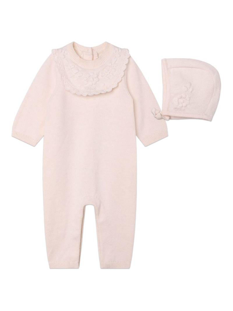 Chloé Kids floral-embroidered knitted babygrow set - Pink von Chloé Kids