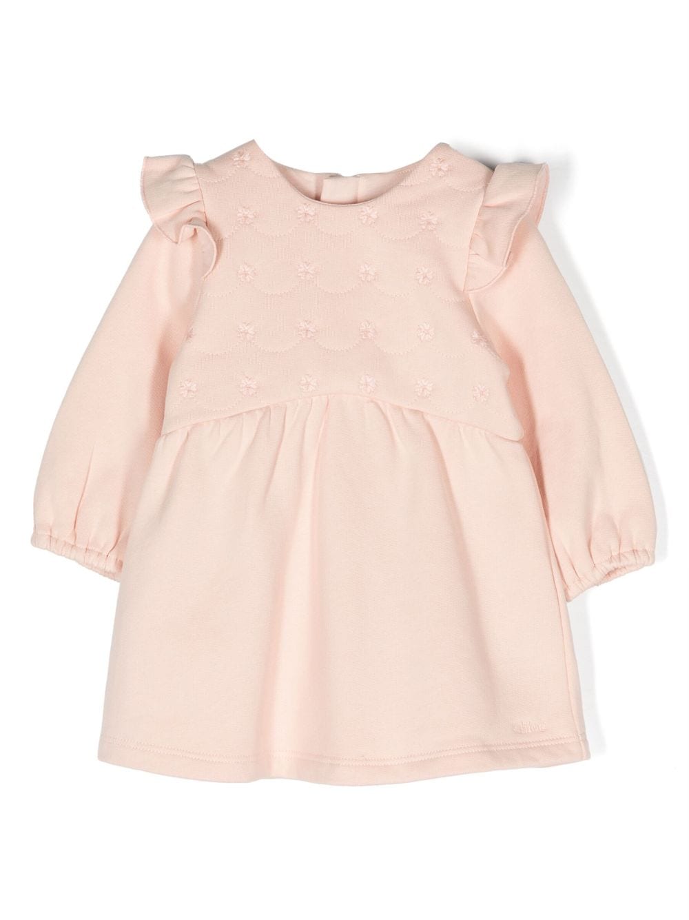 Chloé Kids floral-embroidered long-sleeve dress - Pink von Chloé Kids