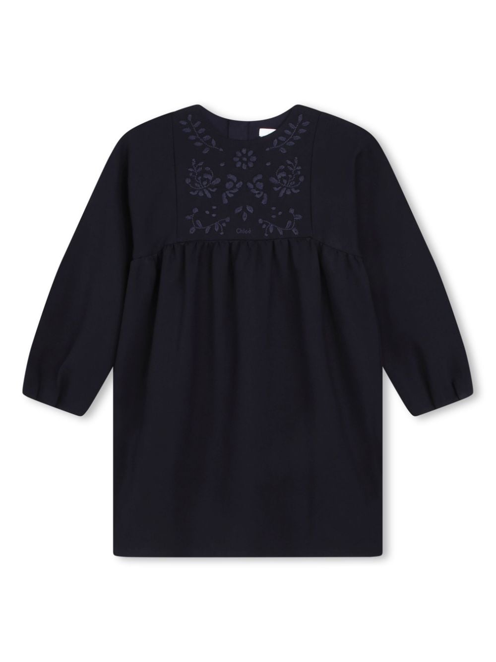 Chloé Kids floral-embroidered organic-cotton blend dress - Blue von Chloé Kids