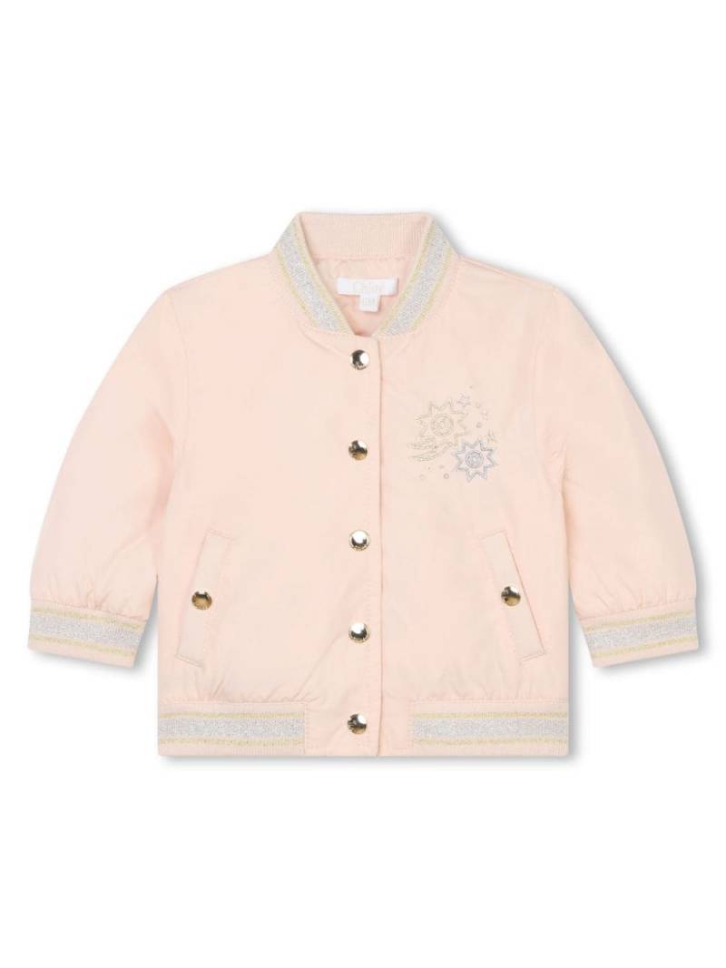 Chloé Kids glitter-detail bomber jacket - Pink von Chloé Kids