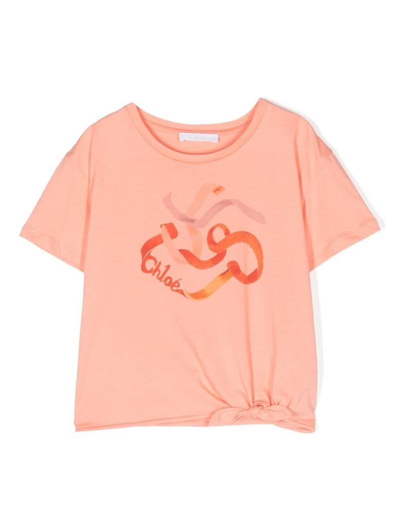 Chloé Kids graphic print cotton T-shirt - Orange von Chloé Kids