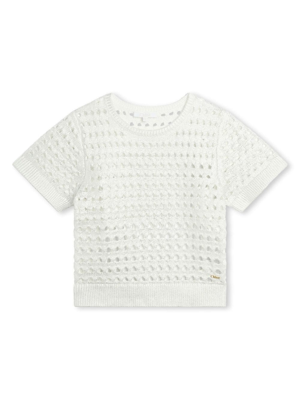 Chloé Kids lamé open-knit T-shirt - White von Chloé Kids