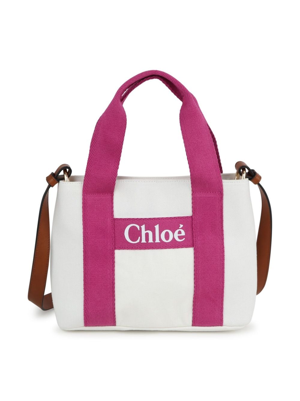 Chloé Kids logo-appliqué denim shoulder bag - White von Chloé Kids