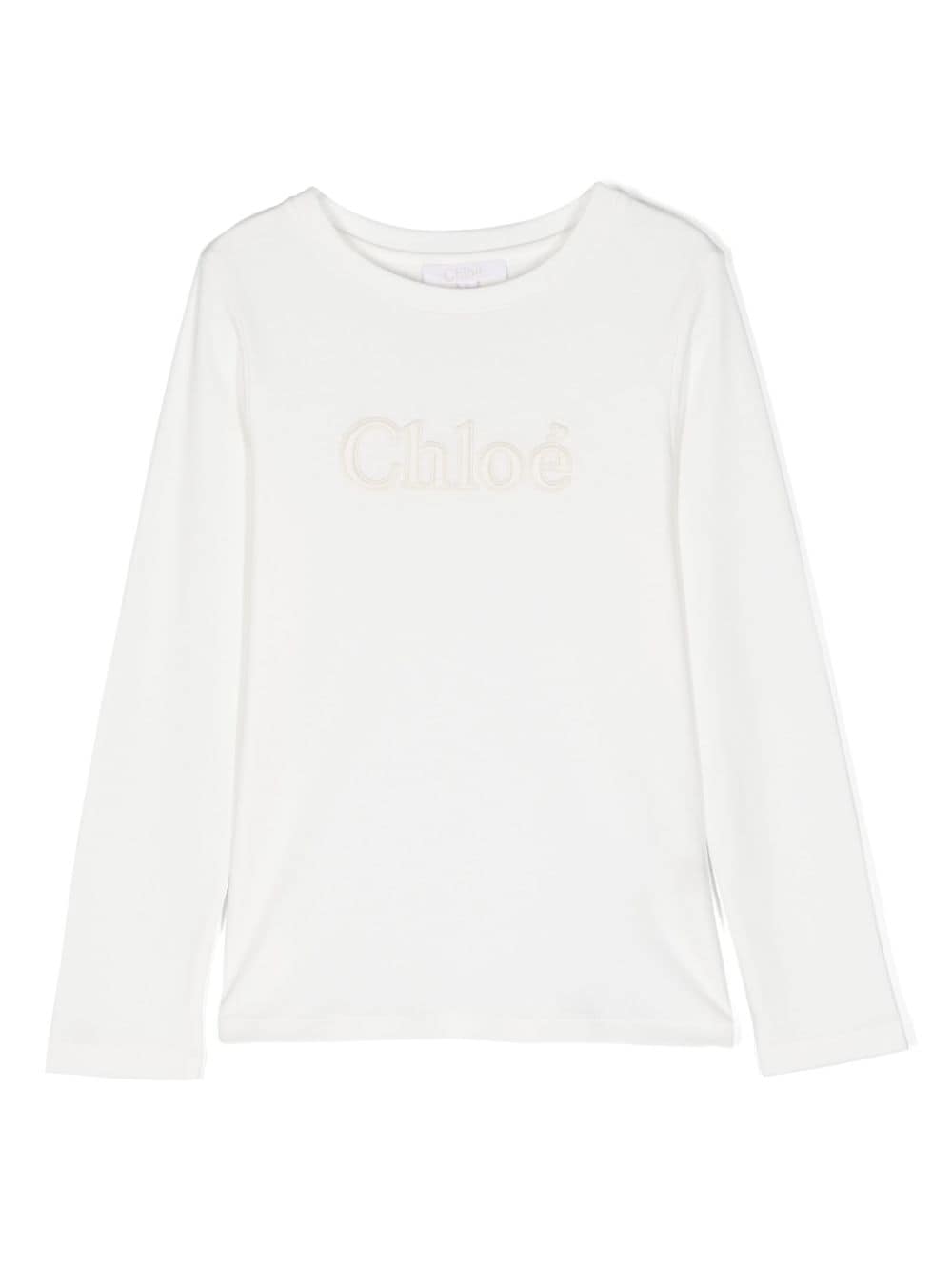 Chloé Kids logo-embossed long-sleeved T-shirt - White von Chloé Kids