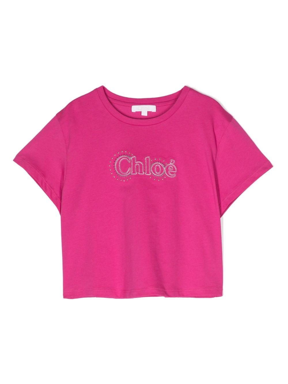 Chloé Kids logo-embroidered cotton T-shirt - Pink von Chloé Kids