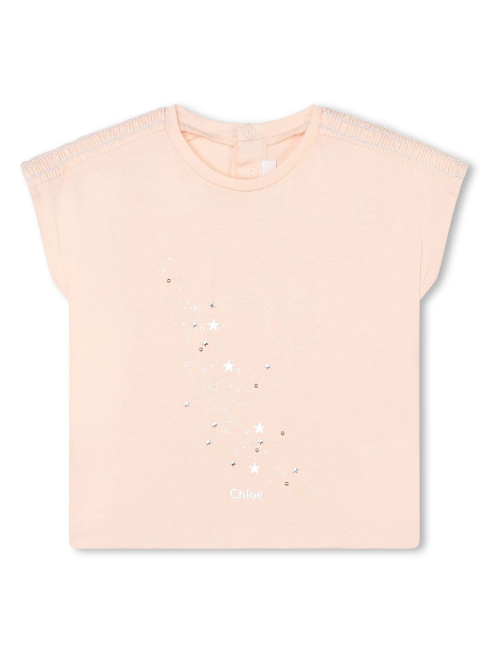 Chloé Kids logo-embroidered cotton T-shirt - Pink von Chloé Kids