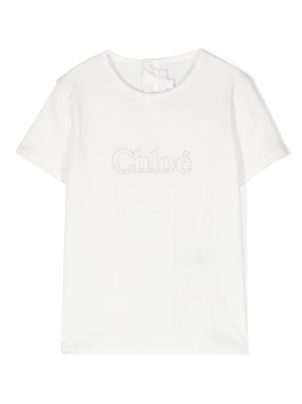 Chloé Kids logo-embroidered cotton T-shirt - White von Chloé Kids