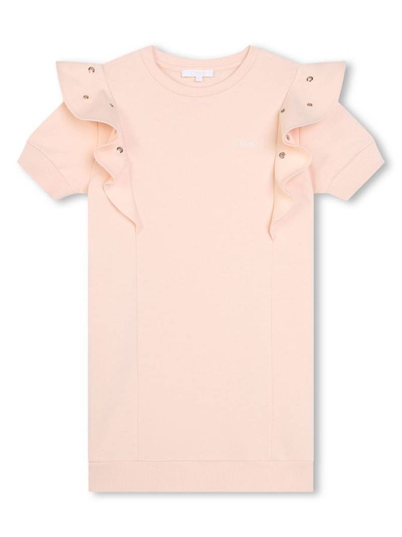 Chloé Kids logo-embroidered eyelet-detail dress - Pink von Chloé Kids