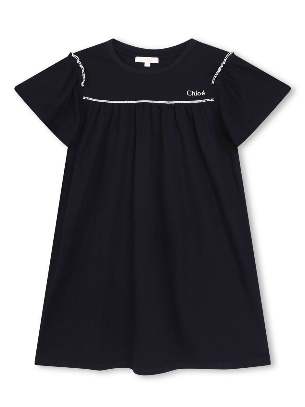 Chloé Kids logo-embroidered eyelet dress - Blue von Chloé Kids