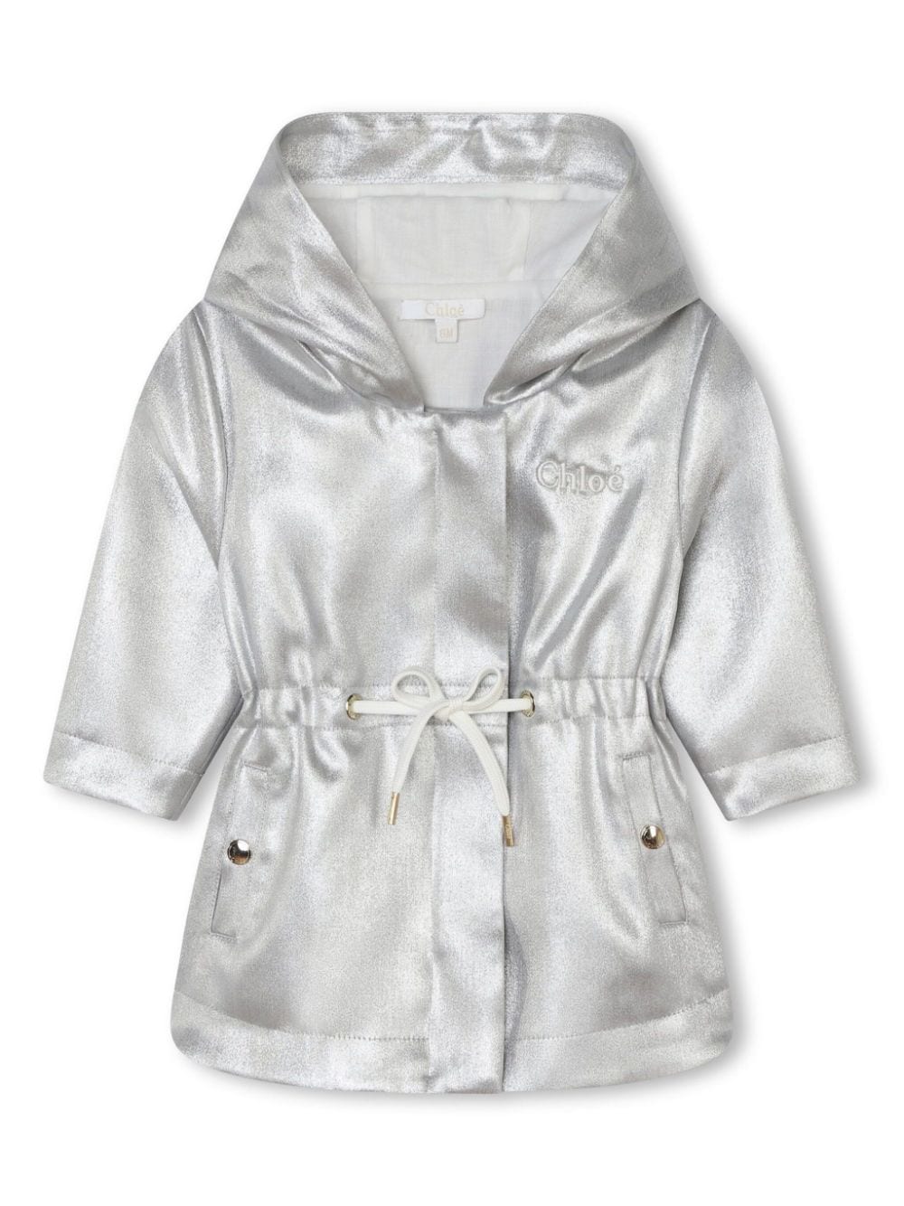Chloé Kids logo-embroidered hooded coat - Silver von Chloé Kids