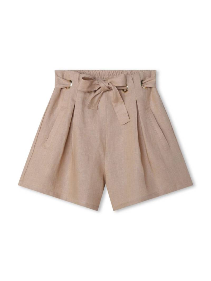 Chloé Kids logo-embroidered linen shorts - Neutrals von Chloé Kids