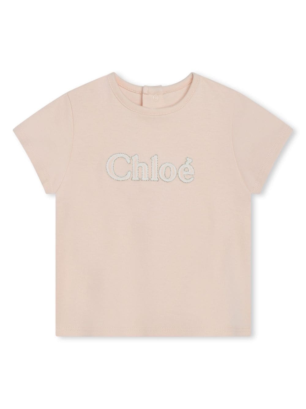 Chloé Kids logo-embroidered organic cotton T-shirt - Pink von Chloé Kids