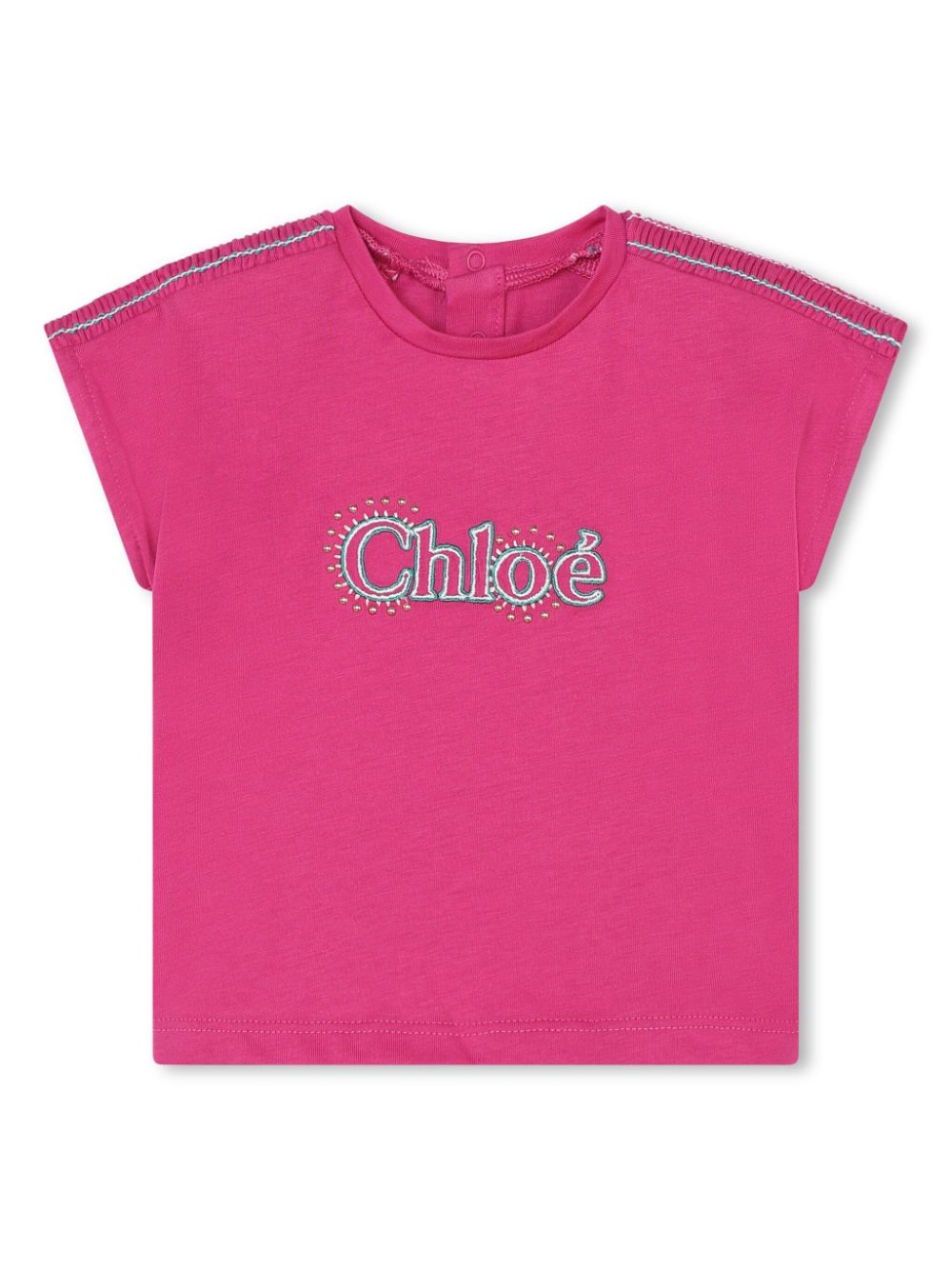 Chloé Kids logo-embroidered organic cotton T-shirt - Pink von Chloé Kids