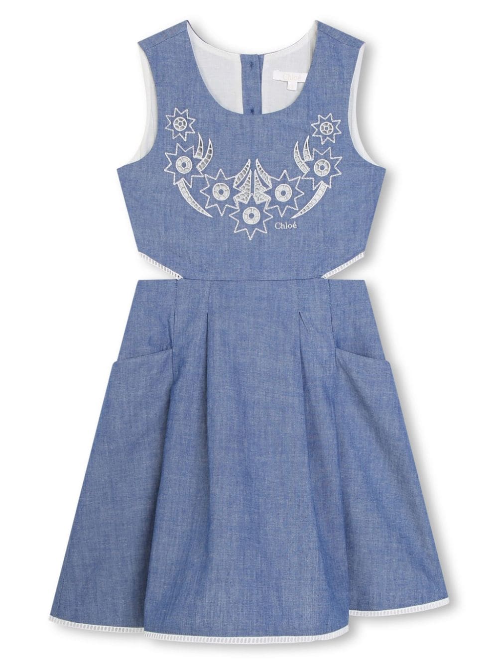 Chloé Kids logo-embroidered organic cotton dress - Blue von Chloé Kids