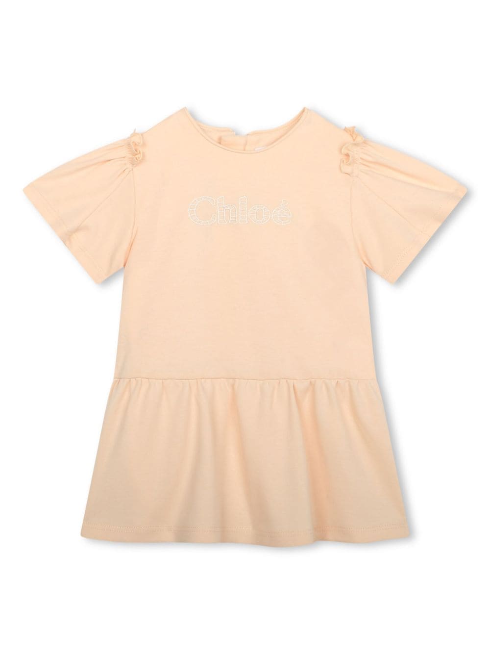 Chloé Kids logo-embroidered organic cotton dress - Neutrals von Chloé Kids