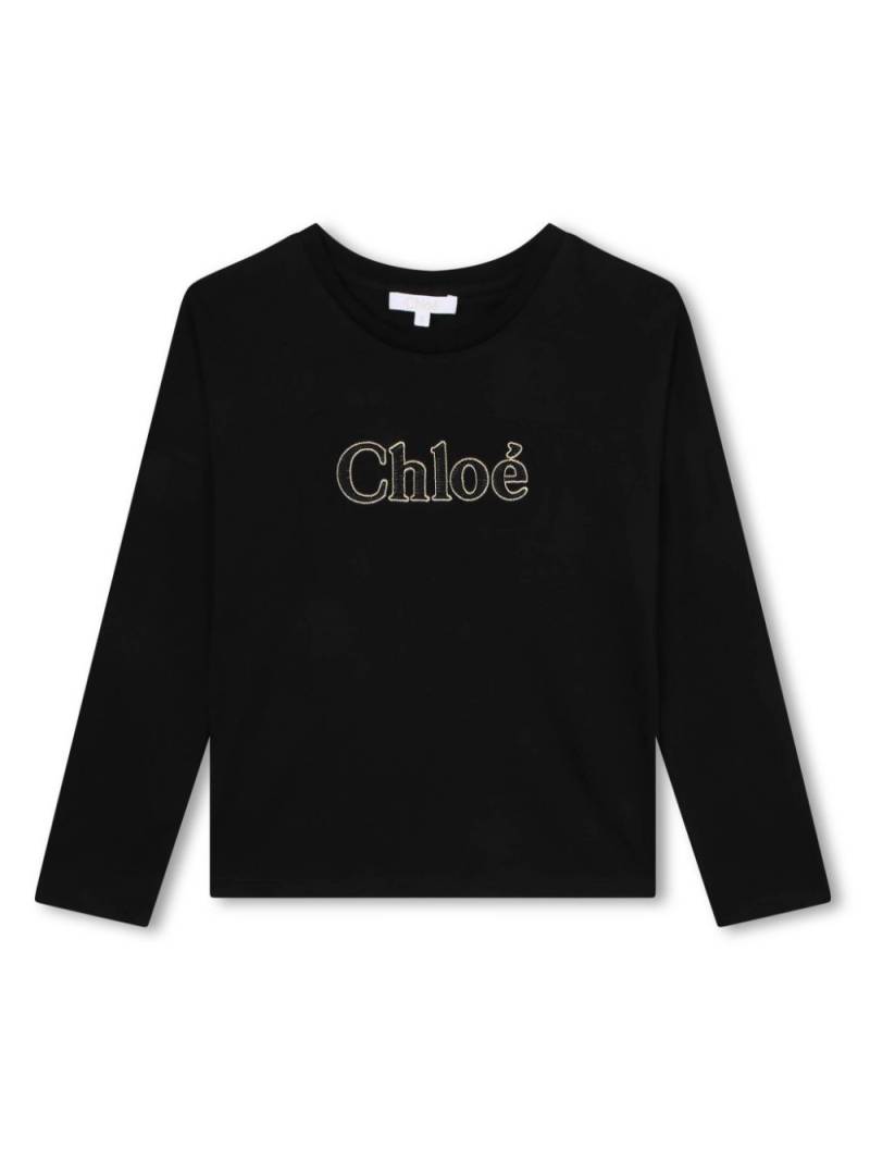 Chloé Kids logo-embroidered organic cotton sweatshirt - Black von Chloé Kids