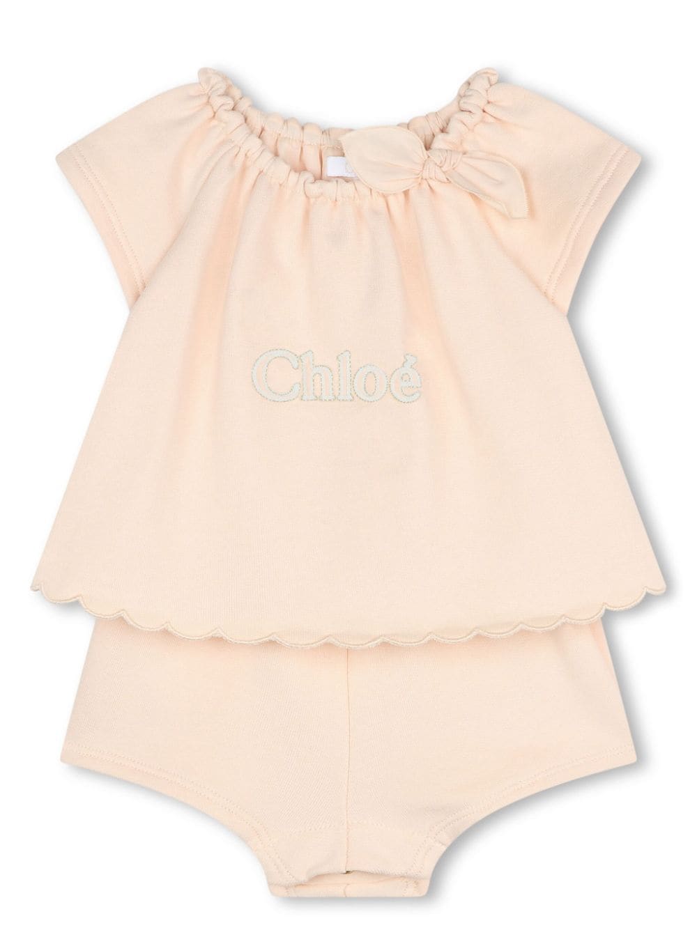 Chloé Kids logo-embroidered organic short set - Neutrals von Chloé Kids