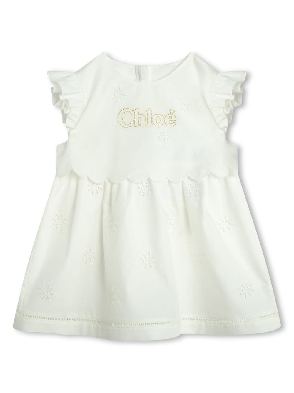 Chloé Kids logo-embroidered poplin babygrow set - White von Chloé Kids