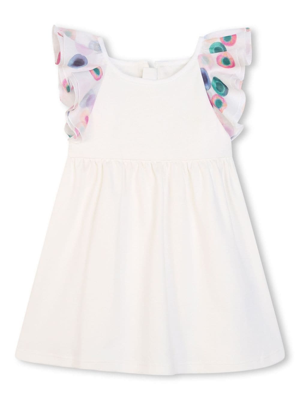 Chloé Kids logo-embroidered ruffle-trim dress - White von Chloé Kids