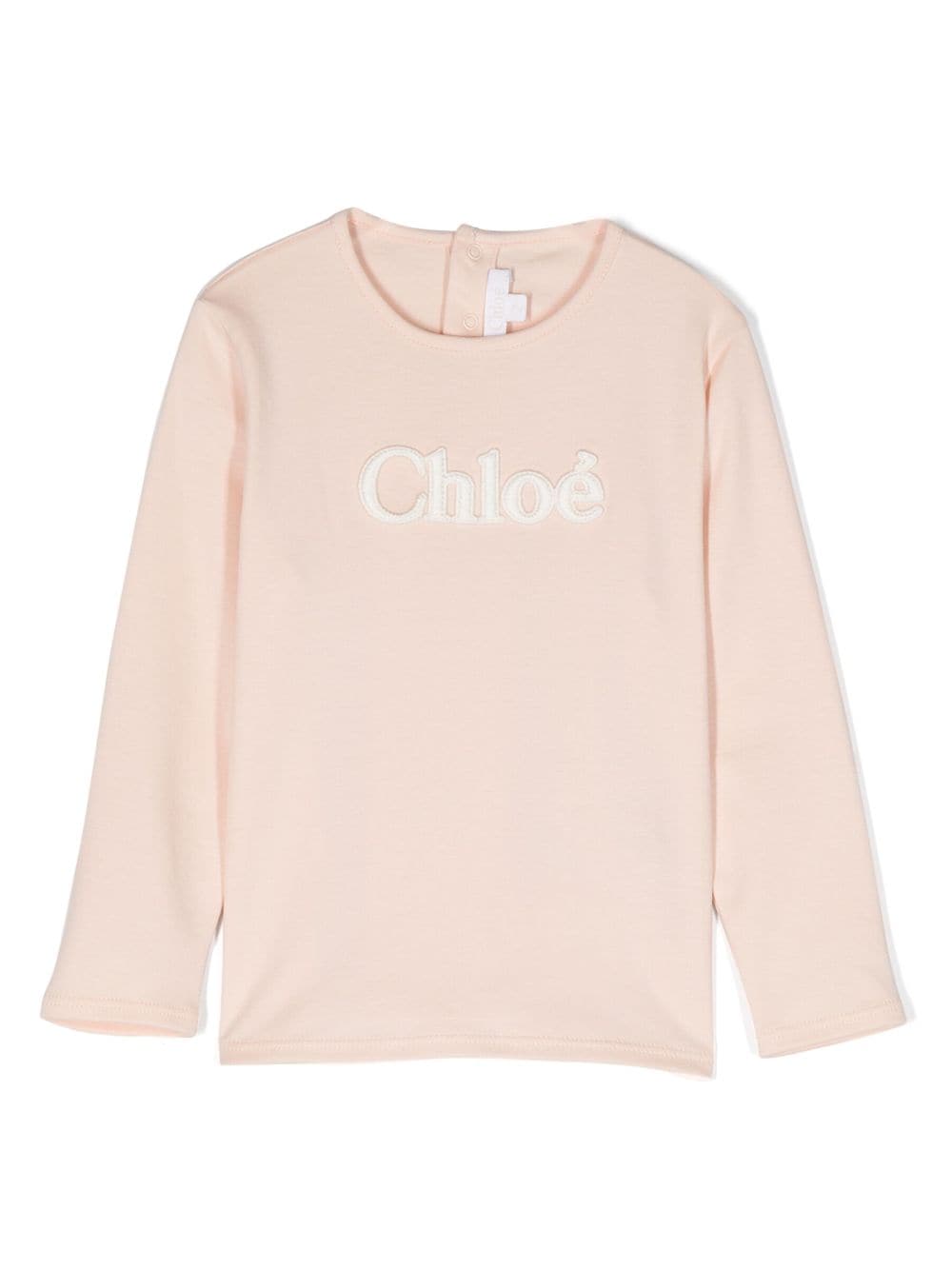 Chloé Kids logo-patch cotton T-Shirt - Pink von Chloé Kids