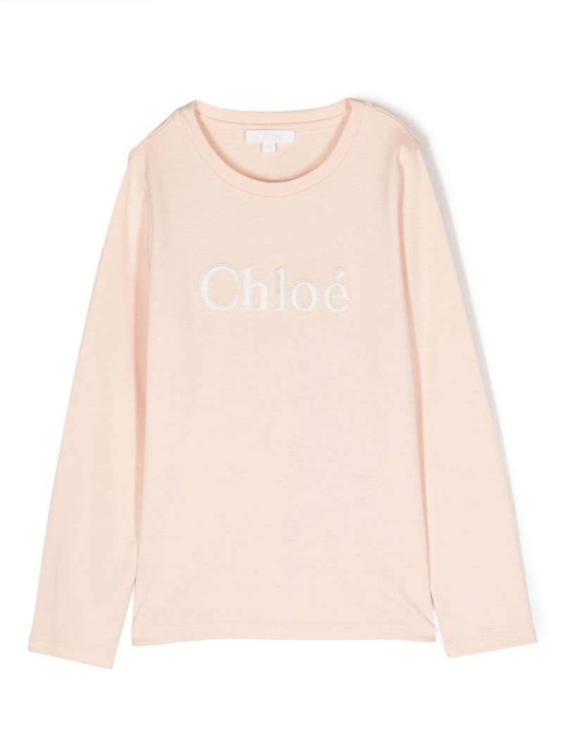 Chloé Kids logo-patch cotton jumper - Neutrals von Chloé Kids