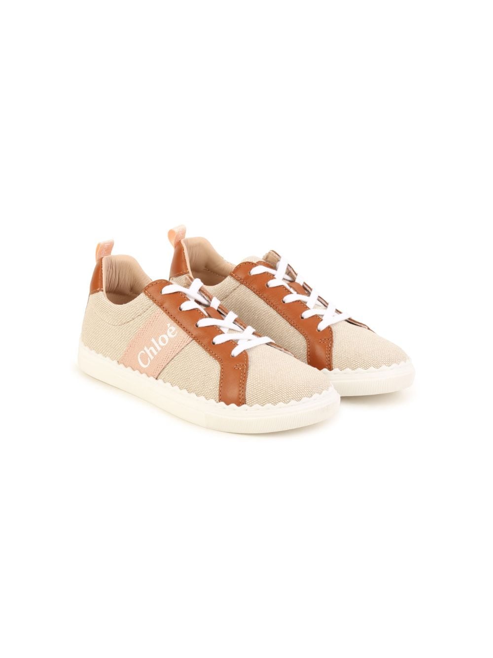 Chloé Kids logo-print canvas sneakers - Neutrals von Chloé Kids