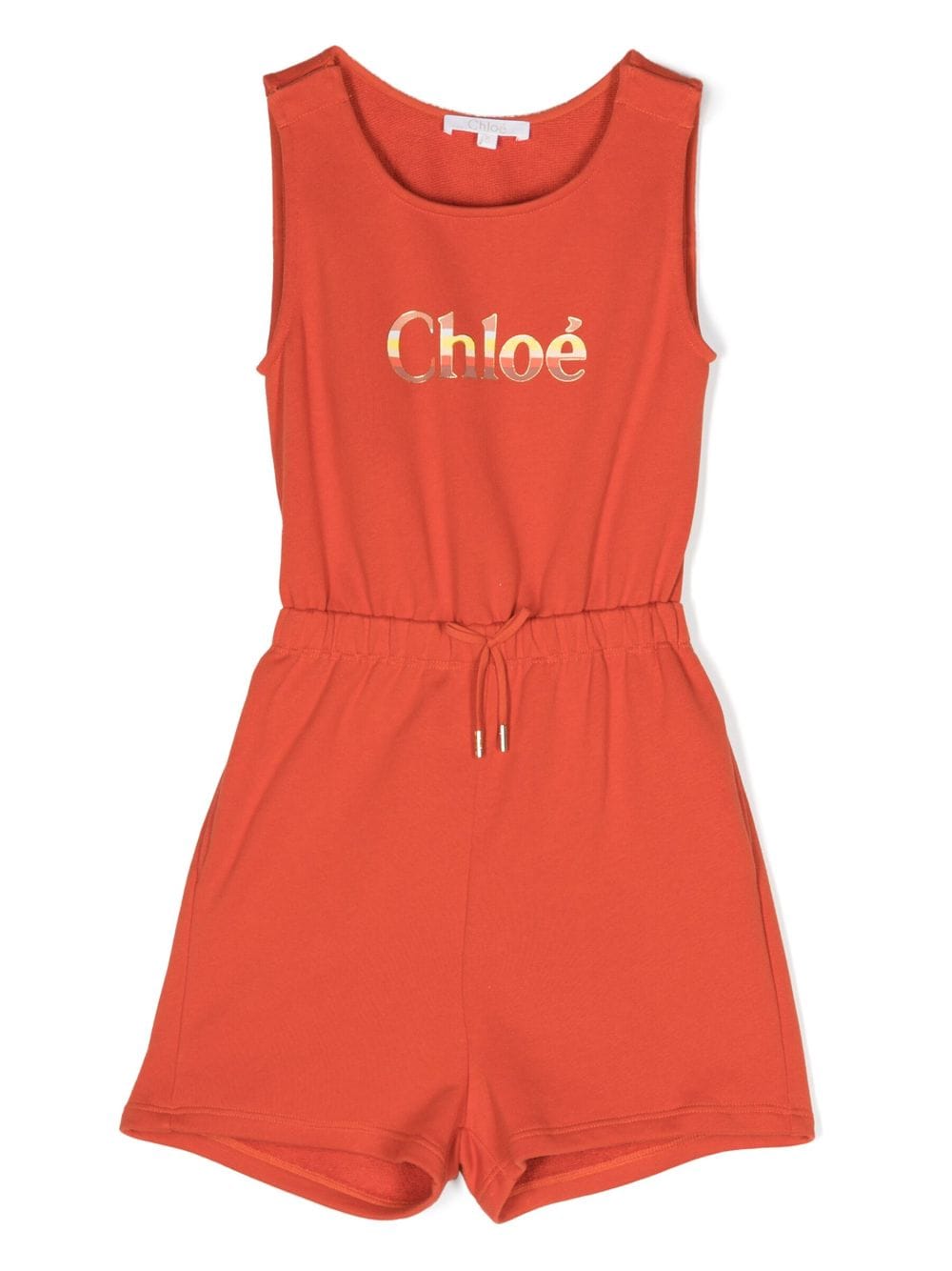 Chloé Kids logo-print cotton playsuit - Orange von Chloé Kids