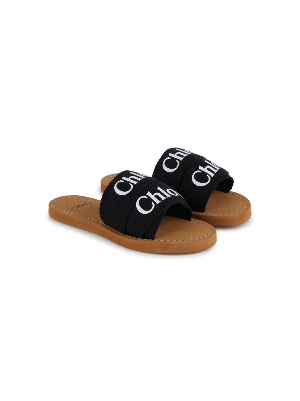 Chloé Kids logo-print flat sandals - Brown von Chloé Kids