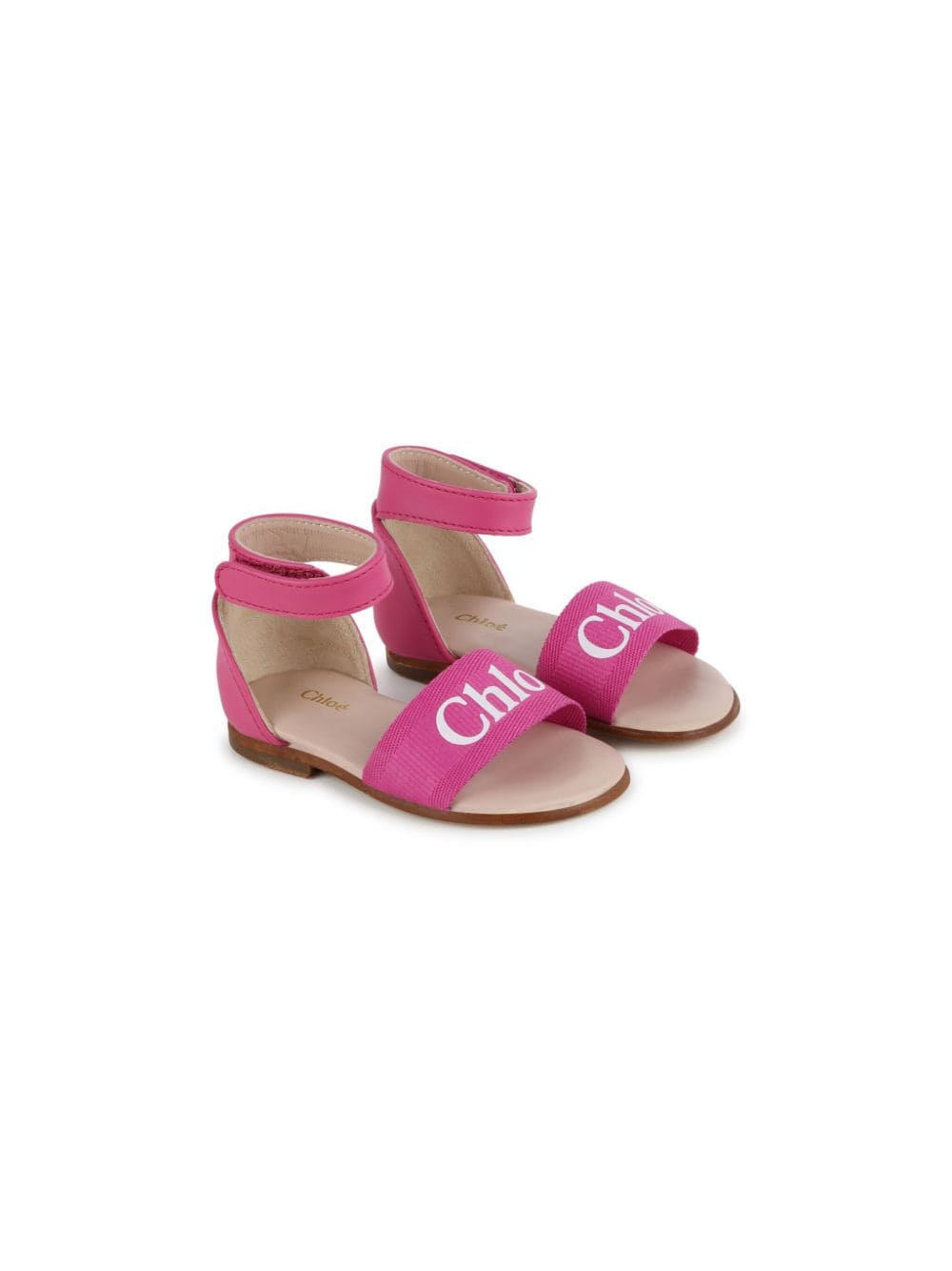 Chloé Kids logo-print leather sandals - Pink von Chloé Kids