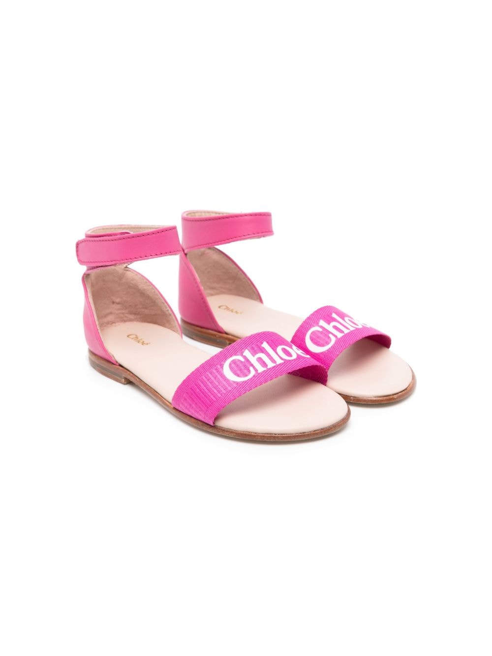 Chloé Kids logo-print leather sandals - Pink von Chloé Kids