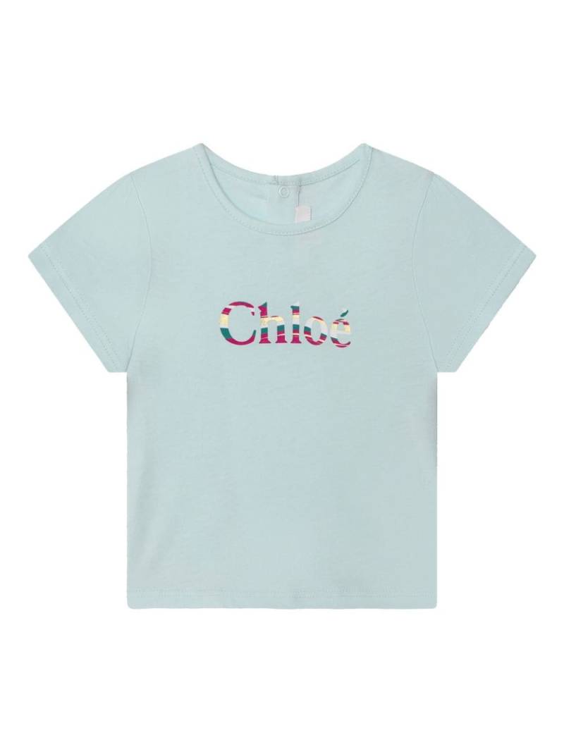 Chloé Kids logo-print organic cotton T-shirt - Blue von Chloé Kids