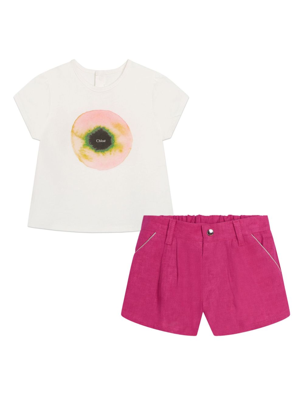 Chloé Kids logo-print organic cotton short set - Pink von Chloé Kids