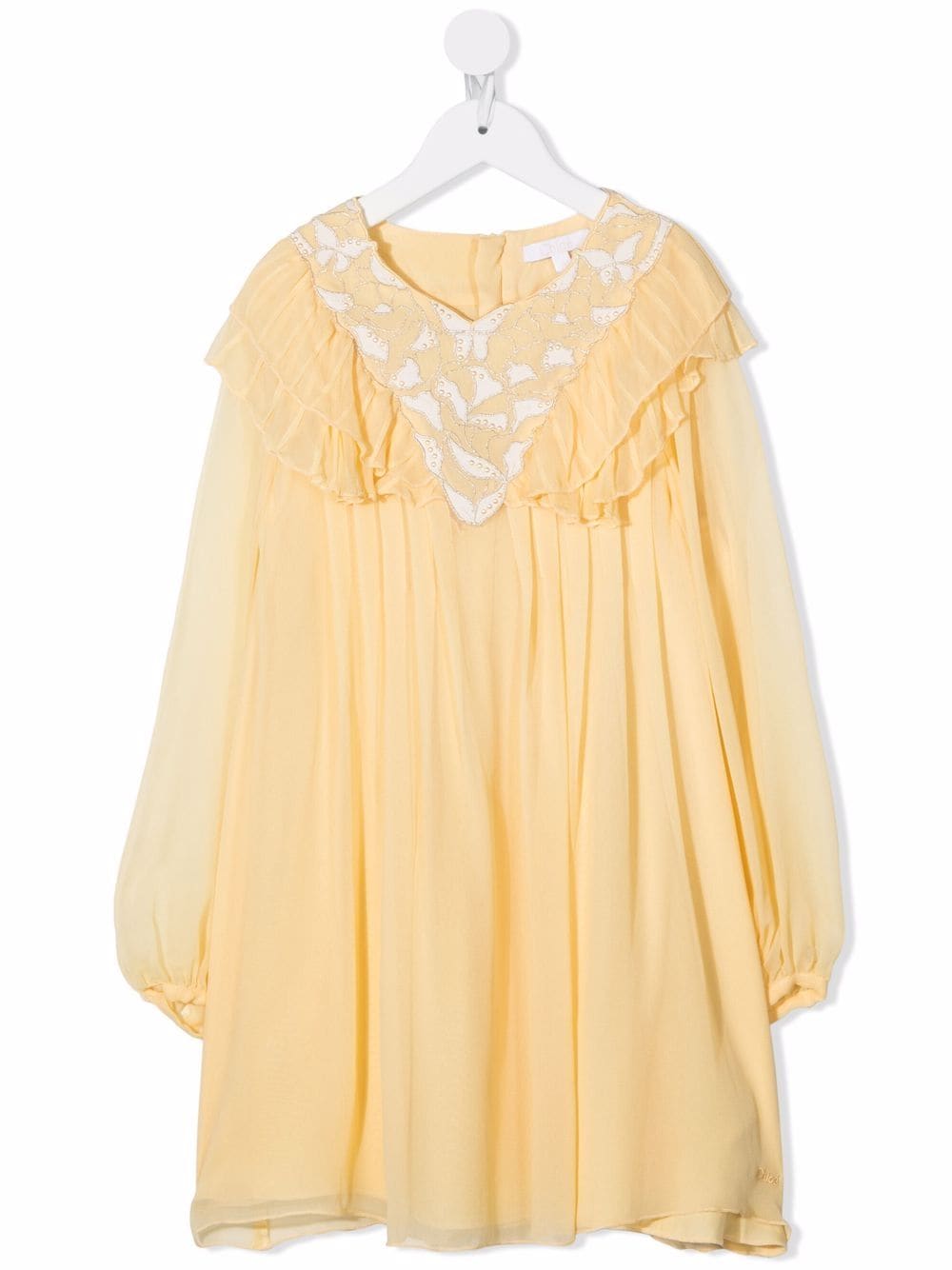 Chloé Kids long-sleeve flared silk dress - Yellow von Chloé Kids