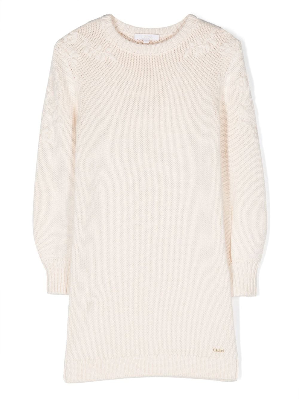 Chloé Kids long-sleeve knitted dress - Neutrals von Chloé Kids