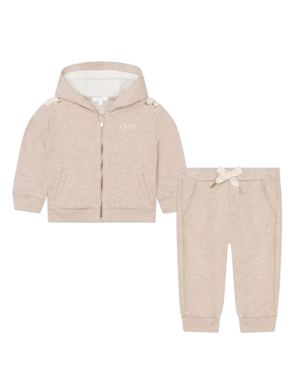 Chloé Kids mélange-effect cotton tracksuit set - Neutrals von Chloé Kids