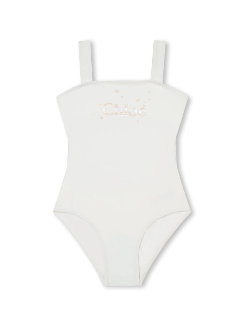 Chloé Kids metallic logo-print swimsuit - White von Chloé Kids