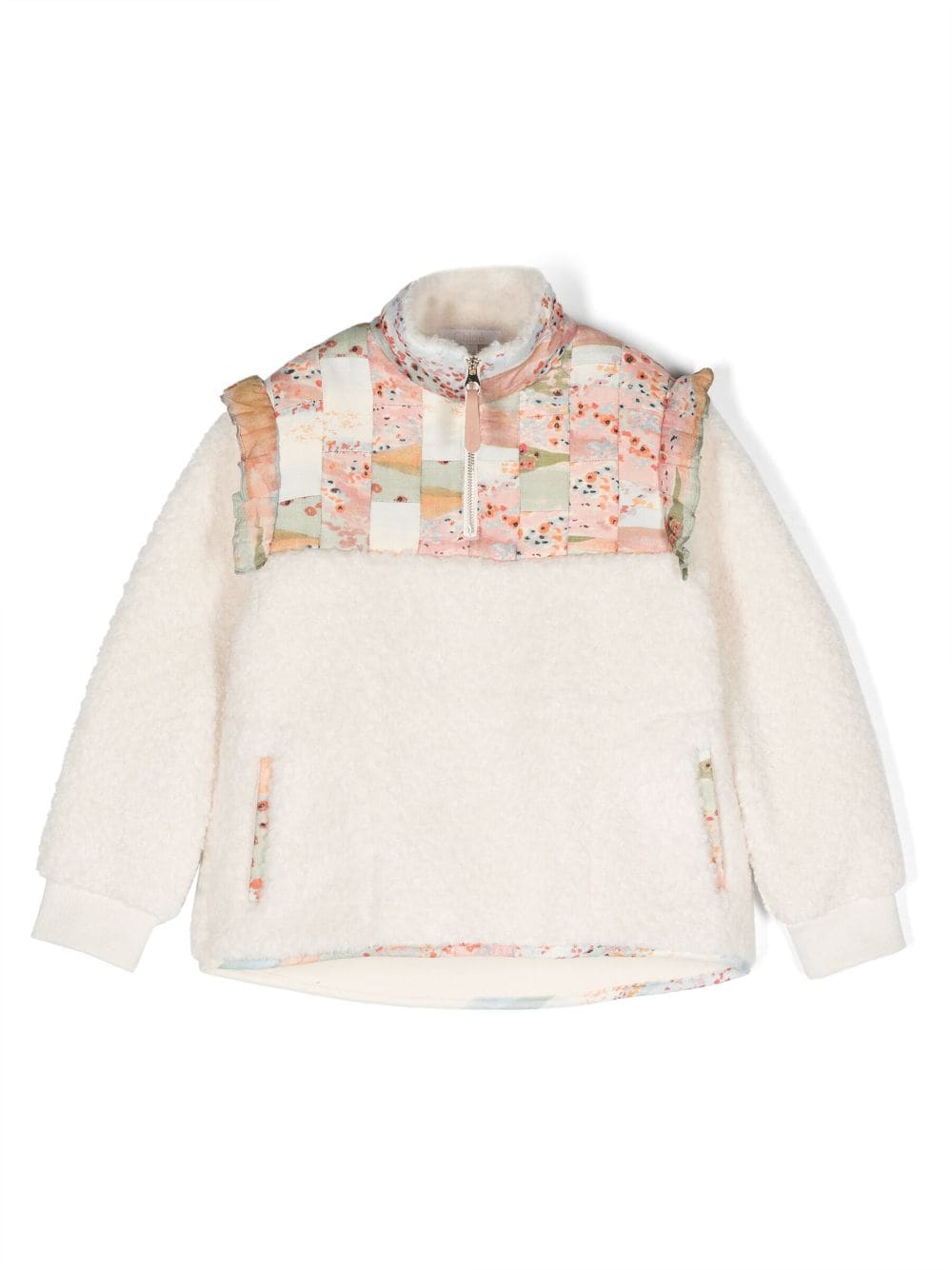 Chloé Kids panelled-design high-neck sweatshirt - Neutrals von Chloé Kids