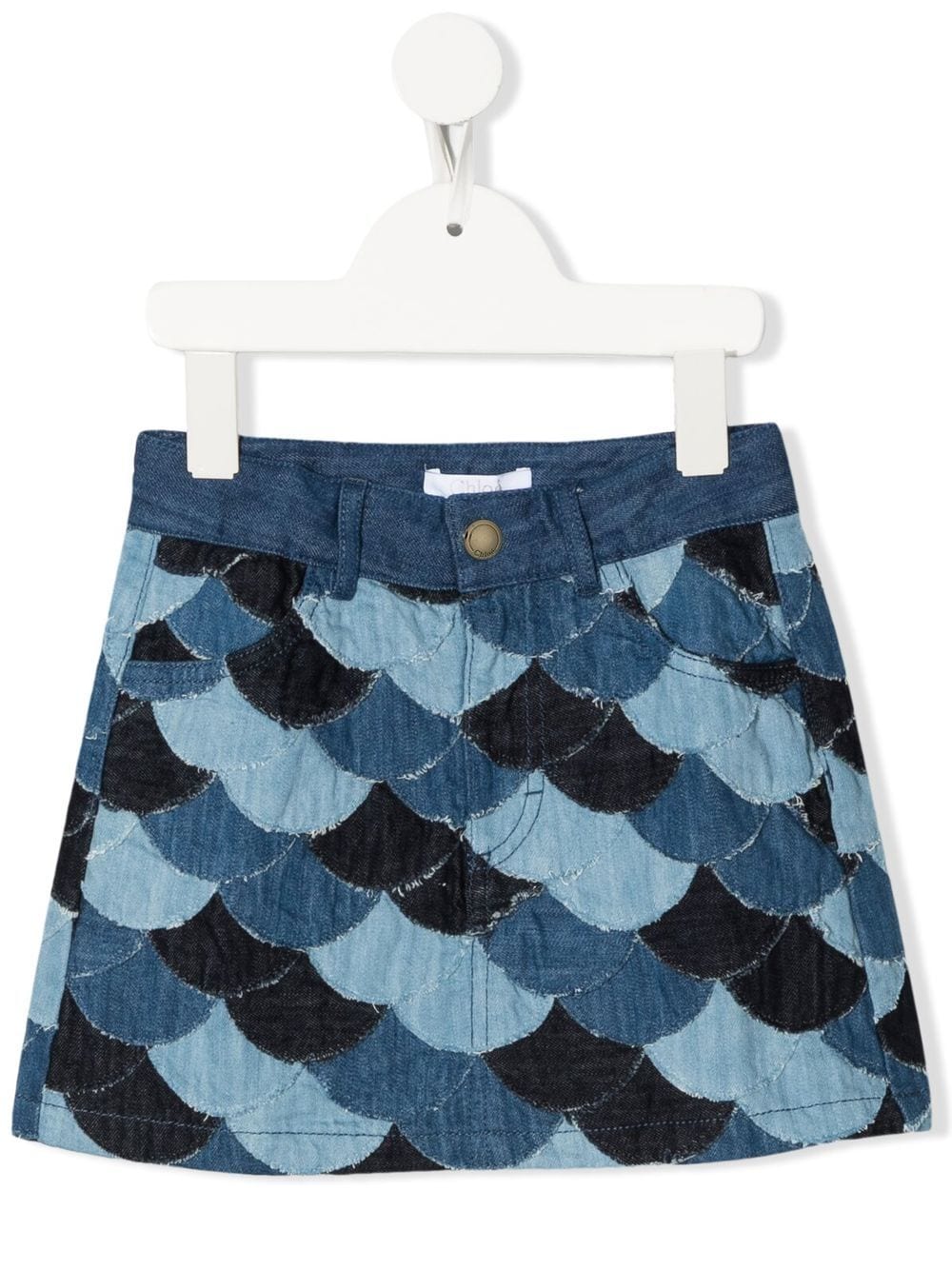 Chloé Kids patchwork-detail denim skit - Blue von Chloé Kids