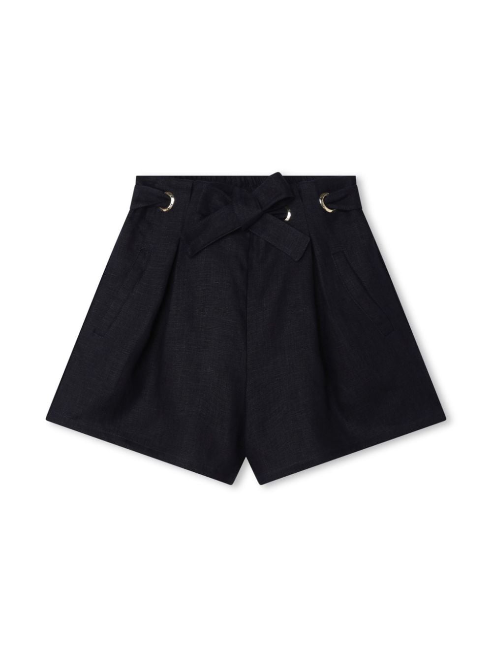 Chloé Kids pleat-detail linen shorts - Blue von Chloé Kids