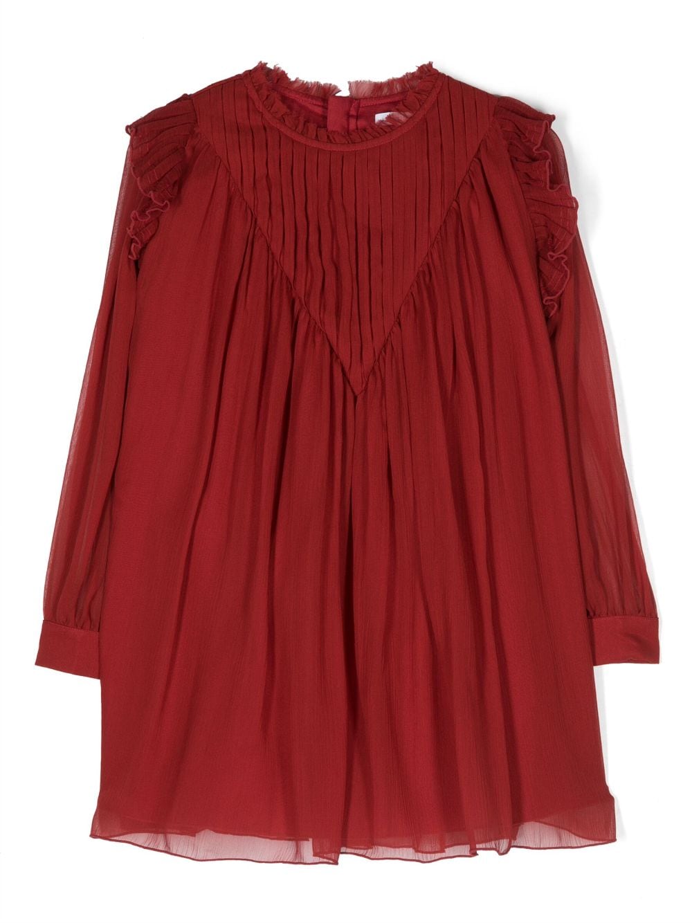 Chloé Kids pleated shift silk dress - Red von Chloé Kids