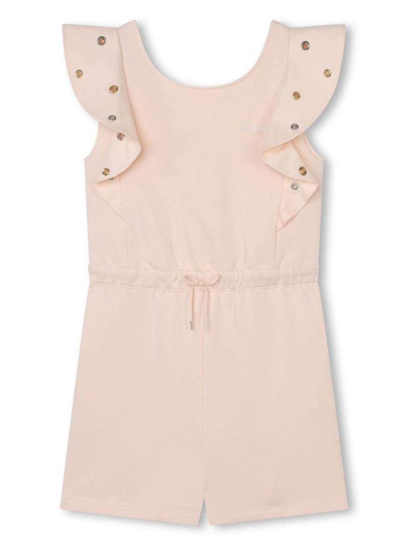 Chloé Kids ruffle-cuffs organic cotton playsuit - Pink von Chloé Kids