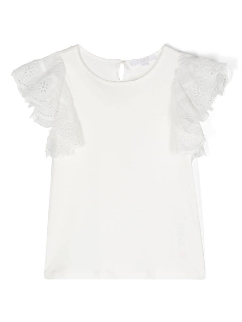 Chloé Kids ruffle-detail T-shirt - White von Chloé Kids