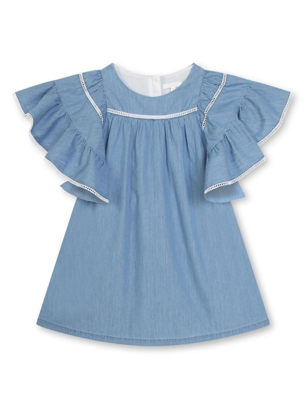 Chloé Kids ruffle-detailing organic cotton dress - Blue von Chloé Kids