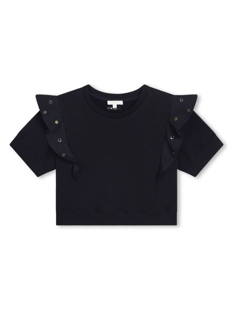 Chloé Kids ruffled cotton T-shirt - Blue von Chloé Kids