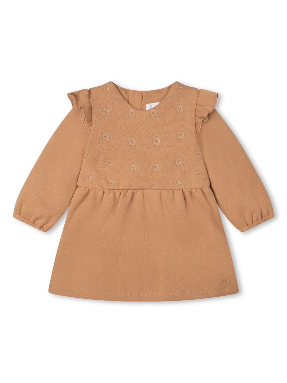 Chloé Kids ruffled-detail long-sleeved dress - Brown von Chloé Kids