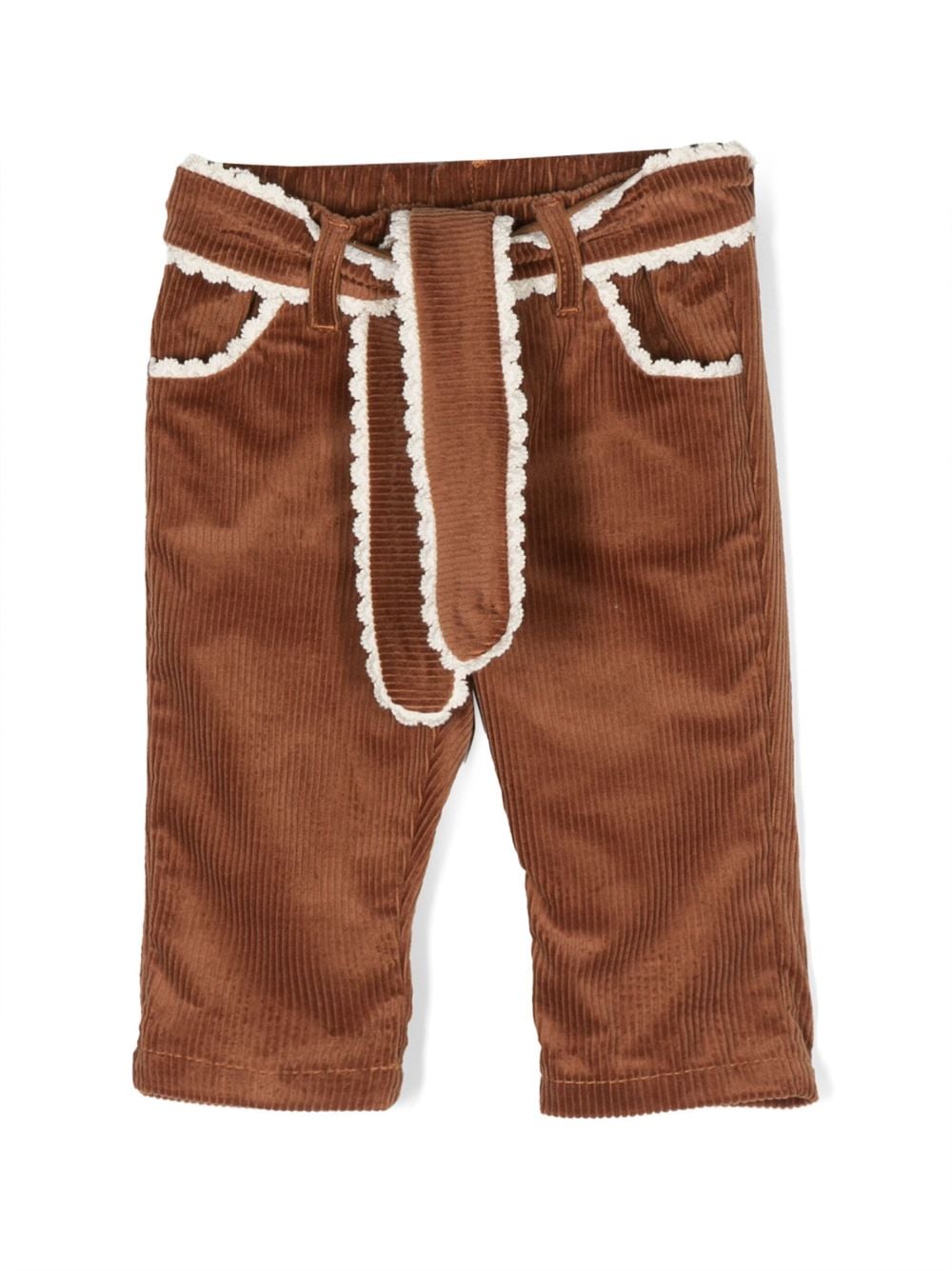 Chloé Kids scallop-edge corduroy chino trousers - Brown von Chloé Kids