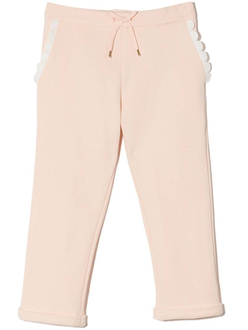 Chloé Kids scallop-edge drawstring leggings - Neutrals von Chloé Kids