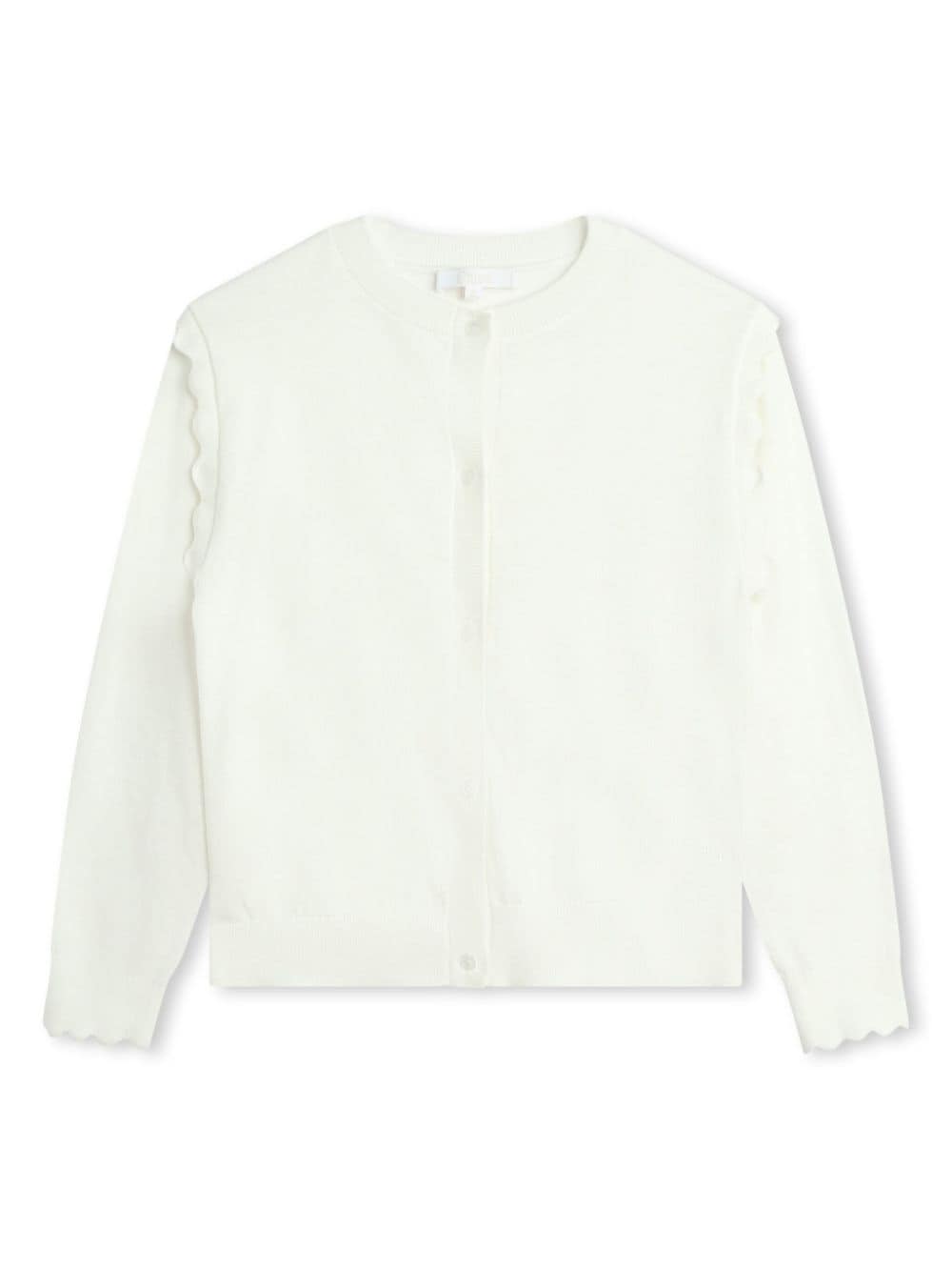 Chloé Kids scallop-trim organic cotton cardigan - White von Chloé Kids