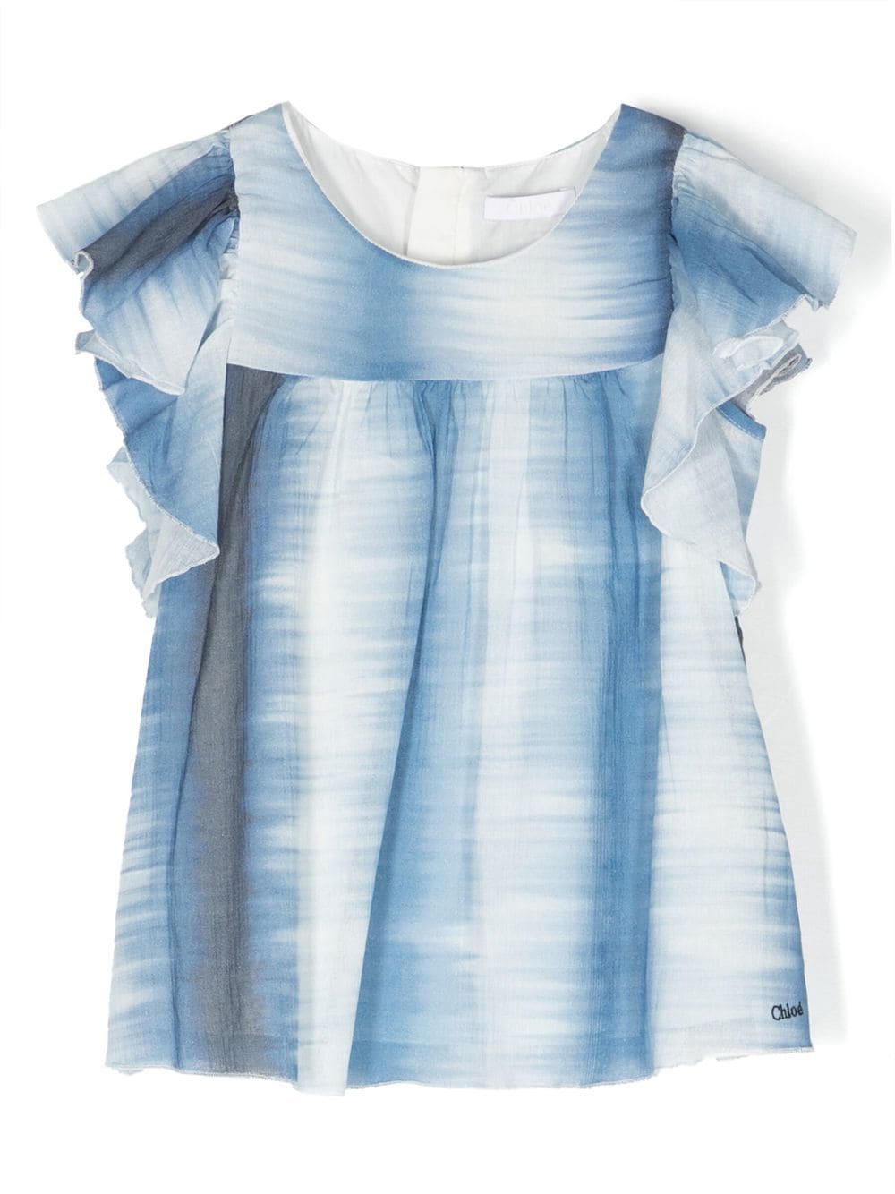 Chloé Kids striped ruffled-sleeve blouse - Blue von Chloé Kids